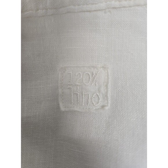 120 Lino 100% Linen Long Sleeve Button Down White Shirt Top Women's Size 46/L - Picture 6 of 11